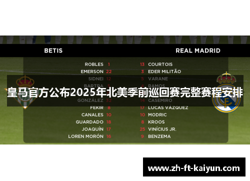 皇马官方公布2025年北美季前巡回赛完整赛程安排